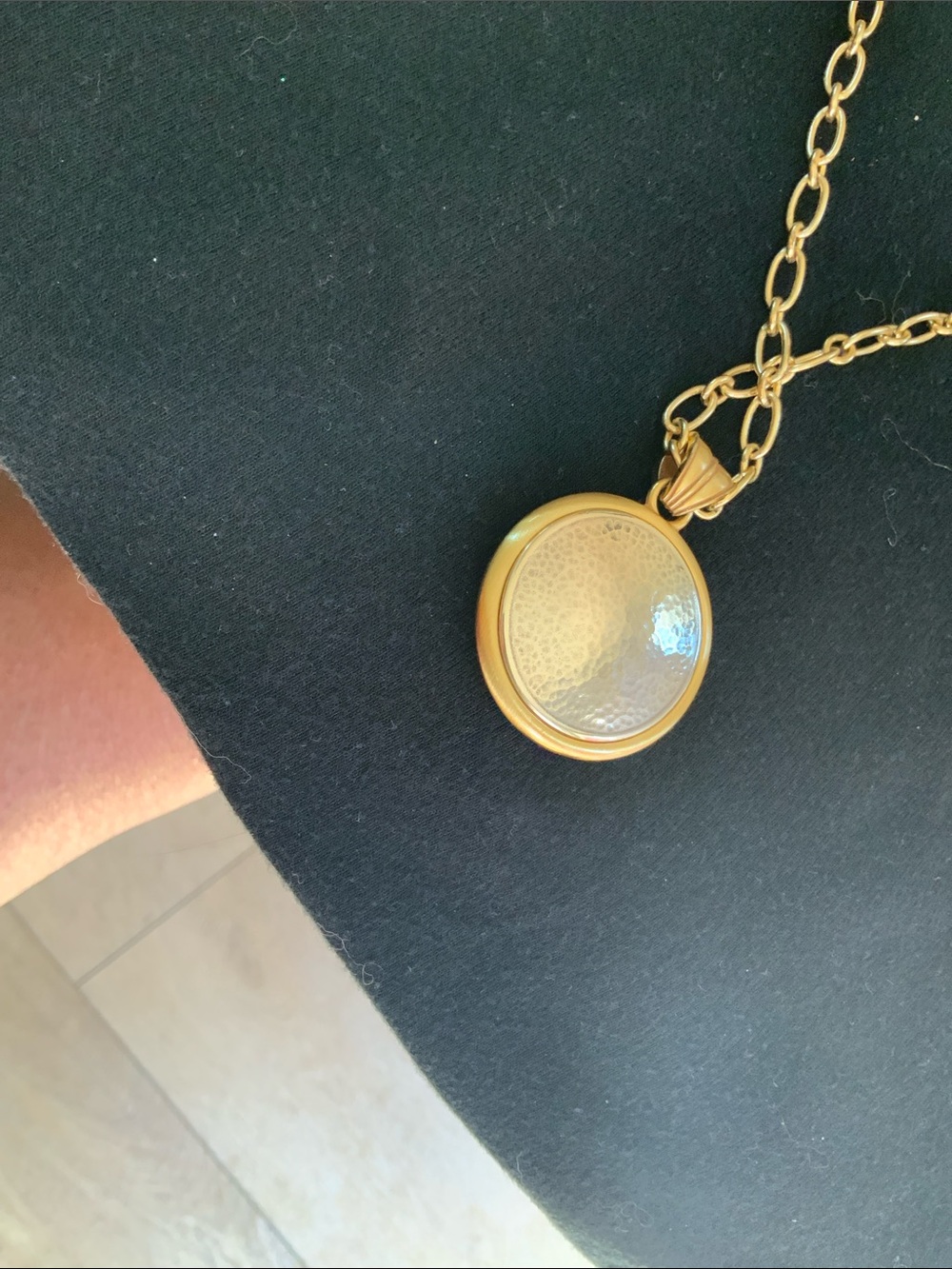 Brighton  Ferrara Gold-Tone Filigree Round Pendant Necklace with Clear Stone - Picture 3 of 4